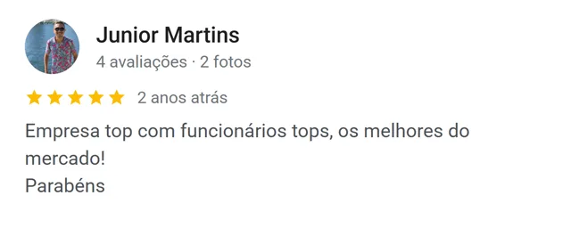 Avaliação de Junior Martins no Google: empresa top com funcionários tops